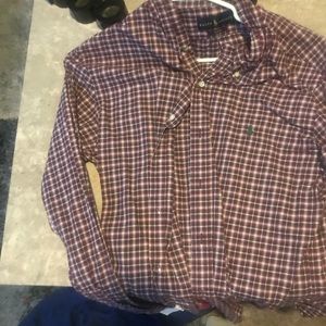 Ralph Lauren polo casual button down maroon check